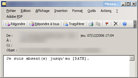 absence indéterminé(e)