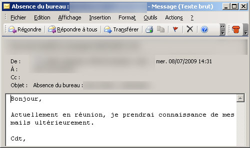 je suis tellement indispensable que je met un message d’absence même pendant une réunion