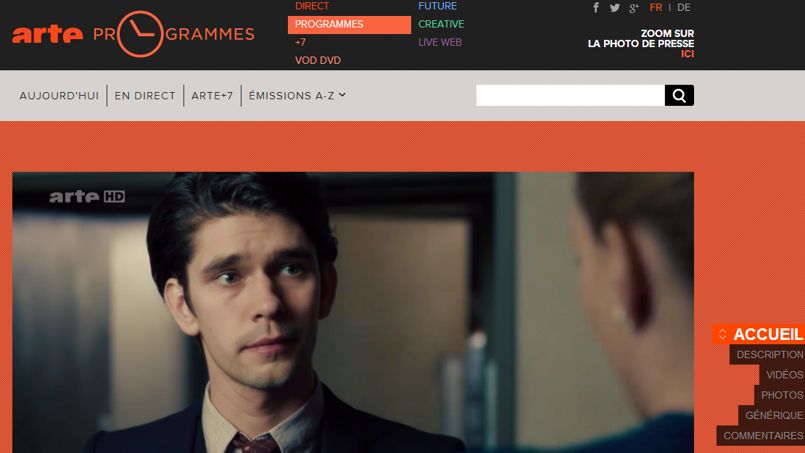 Arte met en ligne des épisodes de séries télévisées diffusée sur son antenne (ici: «The Hour»).